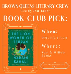 Poster: IN-PERSON BOOK CLUB: BROWN QUEENS LITERARY CREW, Kew and Willow Books, Nov 4