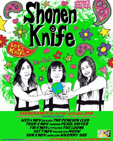 Poster: Shonen Knife - Aotearoa Tour 2026, Whammy Bar (with Double Whammy), Nov 8