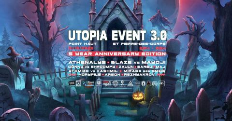 Affiche : UTOPIA EVENT 3.0 | 5 ANS, Point HAUT, lieu de création urbaine, 31 oct.