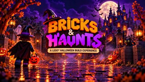 Poster: Bricks & Haunts | A LEGO Halloween Build Experience, BrickTown - Kids Play Zone and Birthday Parties, Oct 30