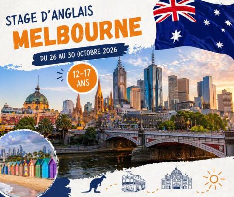 Affiche : Stage d’anglais ENGLISH INSIDE OUT (12-17 ans) - Melbourne (AUSTRALIE), ALFMED Perpignan, 29 oct.