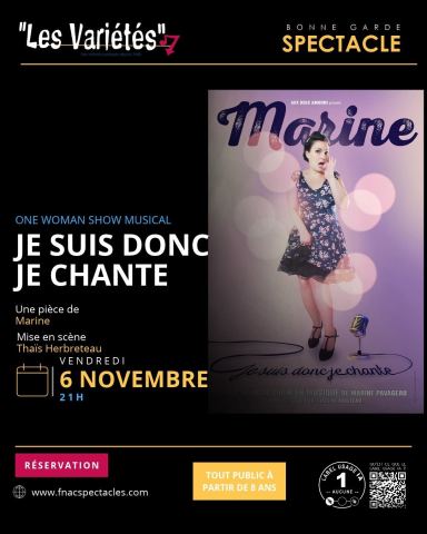 Affiche : Je suis donc je chante - Marine, Salle de Variétés Bonne Garde, 6 nov.