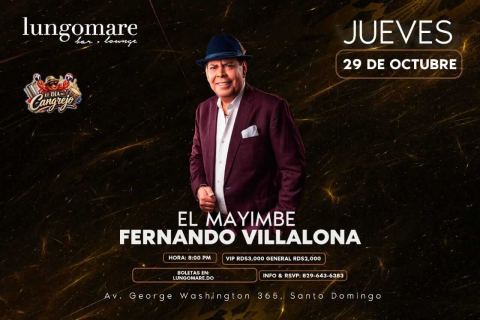 Cartel: El Mayimbe «Fernando Villalona», Lungomare, 29 oct