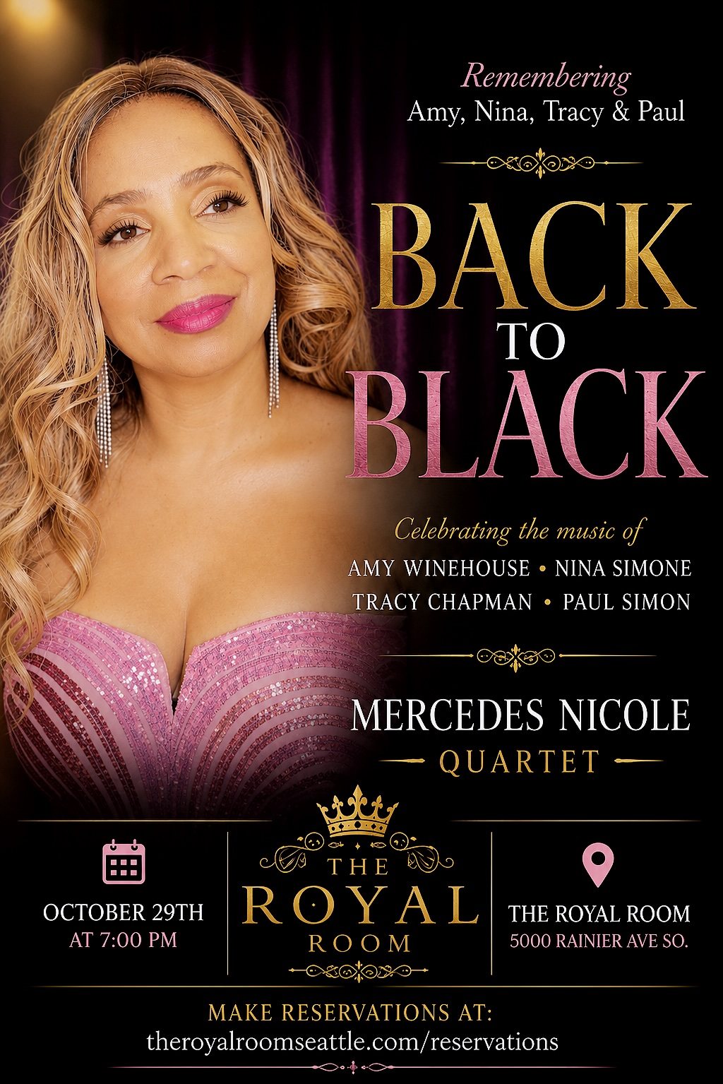 Poster: “BACK TO BLACK!” with Mercedes Nicole Quartet