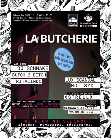 Affiche : La Butcherie, Halle Tropisme, 15 nov.