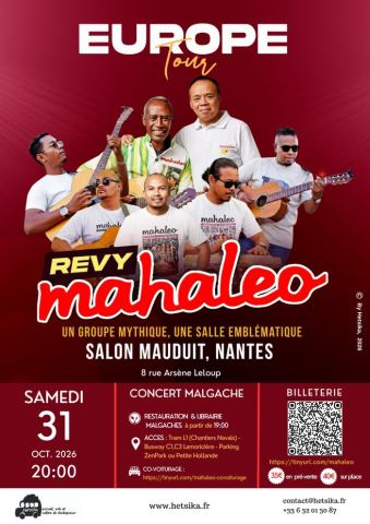 Affiche : Concert de Revy Mahaleo, Salons Mauduit, 31 oct.