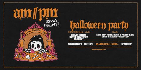 Poster: am//pm emo night halloween: sydney, Burdekin Hotel, Oct 31