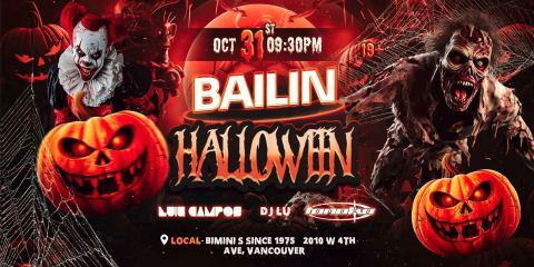 Poster: Bailin - Halloween Party in Vancouver, Bimini's, Oct 31