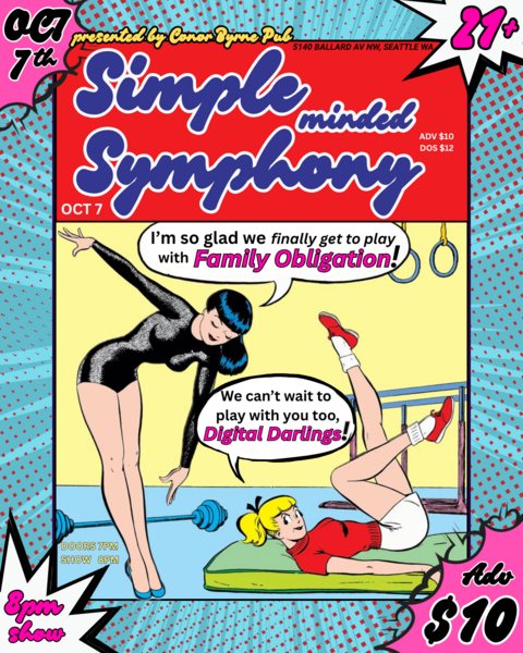 Poster: Simple Minded Symphony + Family Obligation + Digital Darlings