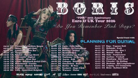 Juliste: KULT: Boris (JPN) ”Pink” 20th KULT: Anniversary + special guest: Planning for Burial (US), Kulttuuritalo, 4.11.