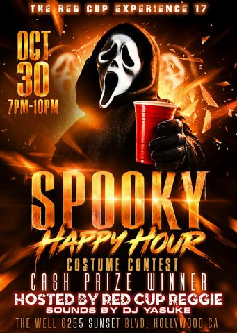 Poster: "HALLOWEEN HAPPY HOUR COSTUME CONTEST"-THE RED CUP EXPERIENCE 17-, The Well, Oct 30