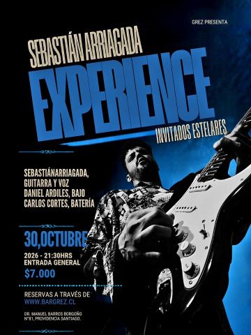 Poster: Sebastián Arriagada Experience, 30 de octubre, Bar Grez, Oct 30