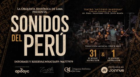 Cartel: SONIDOS DEL PERÚ, Teatro Antonio Banderas (Centro Español de Perú), 31 oct