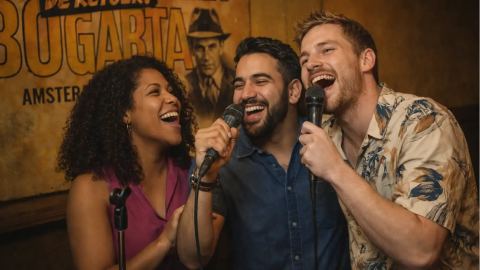 Affiche: Vrijdag karaoke op de Zeedijk: alleen of met z'n allen, Casablanca Amsterdam, 6 nov