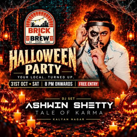 Poster: Booze & Boos – Halloween Night, Brick & Brew, Oct 31