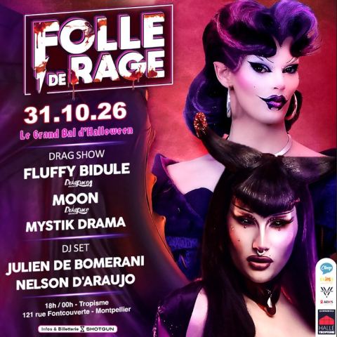 Affiche : Folle de Rage x Halle Tropisme – Grand Bal d'Halloween, Halle Tropisme, 31 oct.