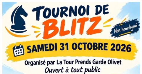 Affiche : Tournoi de Blitz Open Serge Dimier, L'Alliage, 31 oct.