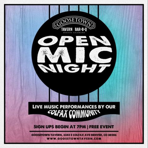 Poster: Open Mic Night, Goosetown Tavern, Nov 3