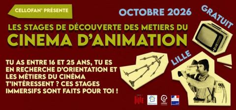 Affiche : Les stages de découverte des métiers du cinéma d'animation, Maison des associations, 30 oct.