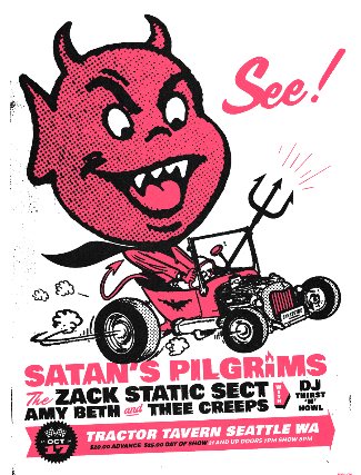 Poster: Satan's Pilgrims w/ The Zack Static Sect, Amy Beth and Thee Creeps