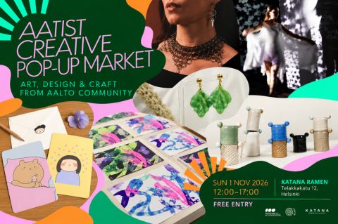 Poster: Aatist – Aallon luovien tekijöiden pop-up-markkinat, Telakkakatu 12, Nov 1