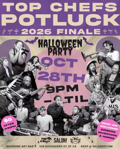 Poster: TOP CHEFS POTLUCK: Halloween Party🎃, Madrone Art Bar, Oct 28