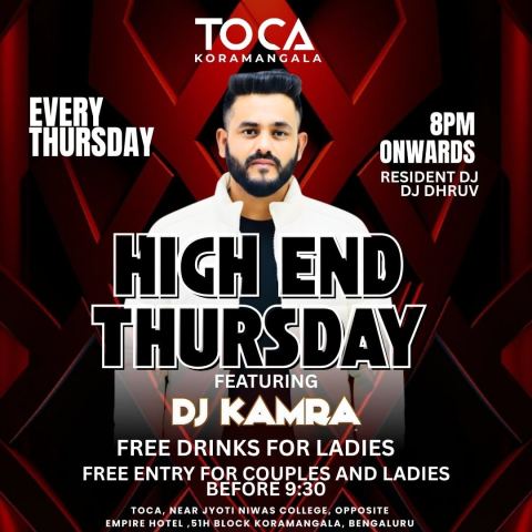 Poster: High End Thursday : Bollywood Night ft DJ Kamra, TOCA Koramangala, Oct 29