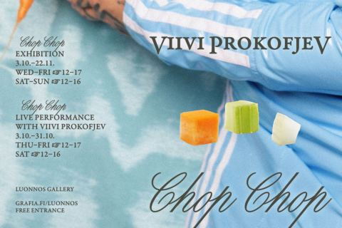 Juliste: Vuoden Graafikko 2026-näyttely: Viivi Prokofjev – Chop Chop, Luonnos, 3.10.