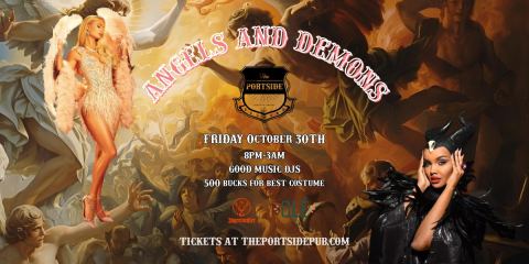 Poster: Angels & Demons - Halloween Party - Friday Oct 30th, The Portside Pub, Oct 30