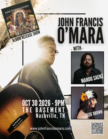 Poster: John Francis O'Mara with Mando Saenz and Suzie Brown, The Basement, Oct 30
