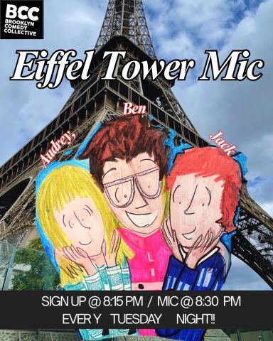 Poster: Eiffel Tower Mic, Brooklyn Comedy Collective, Oct 28