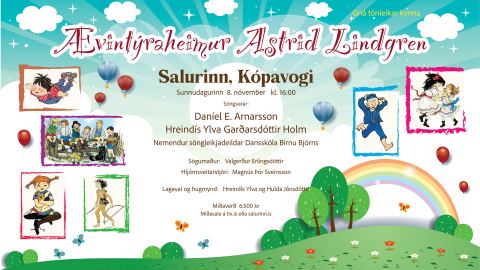 Veggspjald: Ævintýraheimur Astrid Lindgren, Salurinn, 8. nóv.