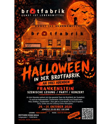 Poster: Frankenstein! Ein Fest zu Haloween, Brotfabrik, Oct 29