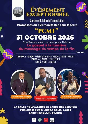 Affiche : Conférence et concert de l'association PCMT, Le Carré des Services Publics, 31 oct.