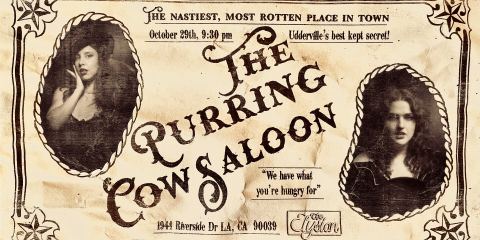 Poster: The Purring Cow Saloon, The Elysian Theater, Oct 29