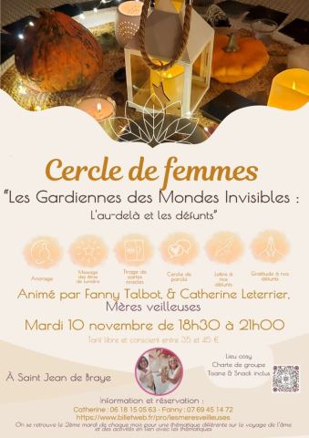 Affiche : Cercle de femmes à Orléans – Les Gardiennes de l’Âme | Spiritualité & Sororité, Salle des fêtes de Saint Jean de Braye, 10 nov.