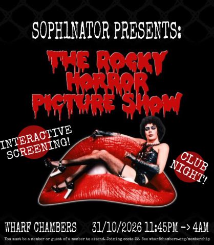 Poster: S0PH1NAT0R PRESENTS: The Rocky Horror Picture Show, Wharf Chambers, Oct 31