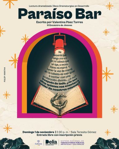 Cartel: Lectura Dramatizada – Paraíso Bar | Dramaturgias en Desarrollo, Centro Nacional de las Artes Delia Zapata Olivella, 1 nov