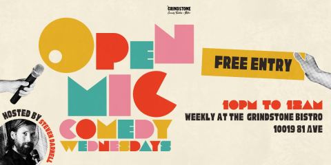 Poster: Open Mic Comedy (Free), Grindstone Theatre, Nov 4