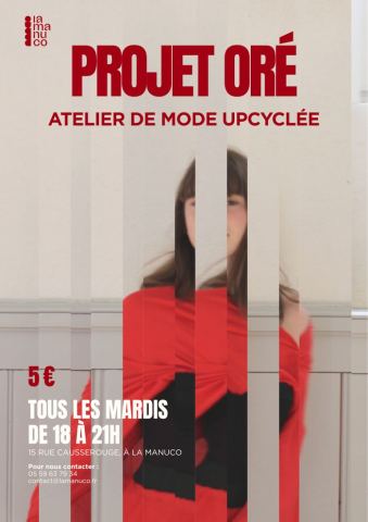 Affiche : Atelier couture X projet upcycling ORE, La ManuCo, 3 nov.