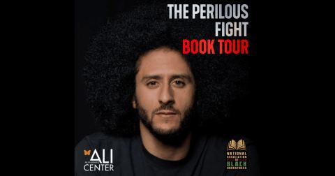 Poster: The Perilous Fight: Colin Kaepernick Author Talk, Muhammad Ali Center, Nov 6