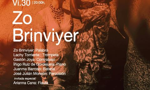 Cartel: zo brinviyer – poesía jazz, Café Berlín, 30 oct
