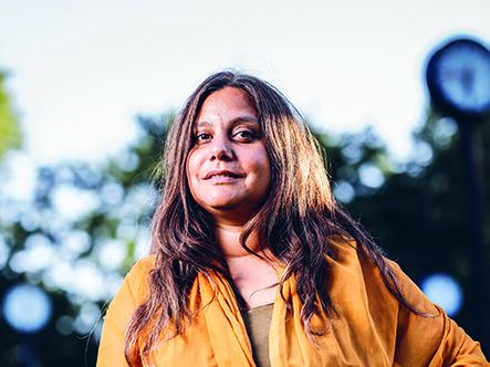 Plakat: Philosophisches Café – Mithu Sanyal, Literaturhaus Hamburg, 18. Nov.