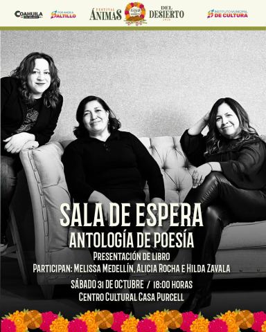 Poster: Sala de Espera, antología de poesía, presentación de libro en Casa Purcell, Centro Cultural Casa Purcell, Oct 31
