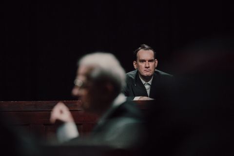 Plakat: Proces Eligiusza Niewiadomskiego, Teatr Powszechny im. Zygmunta Hübnera, 11 lis
