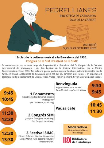 Cartel: Trobades 'Pedrellianes', Biblioteca Nacional de Catalunya, 29 oct