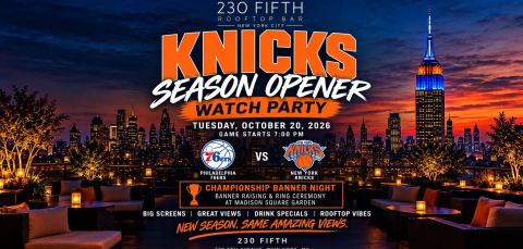 Poster: NEW YORK KNICKS SEASON OPENER WATCH PARTY, 1150 Broadway, Oct 20