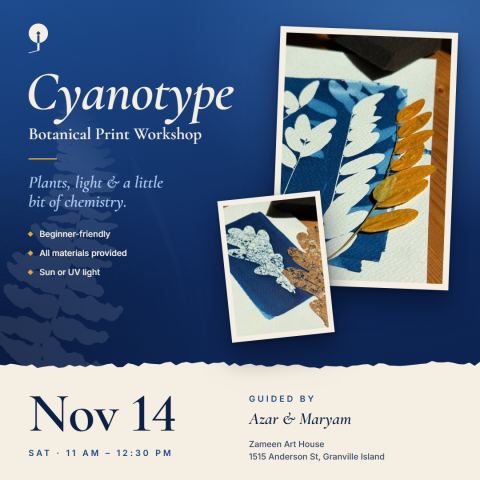 Poster: Cyanotype: Botanical Print Workshop, Zameen Art House, Nov 14
