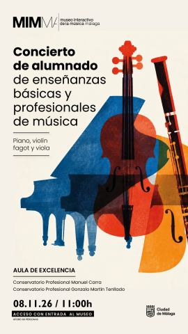 Poster: Concierto de alumnado de enseñanzas básicas y profesionales de música, MIMMA – Museo Interactivo de la Música, Nov 8