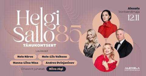 Poster: Helgi Sallo 85 tänukontsert, Alexela Kontserdimaja, Nov 12